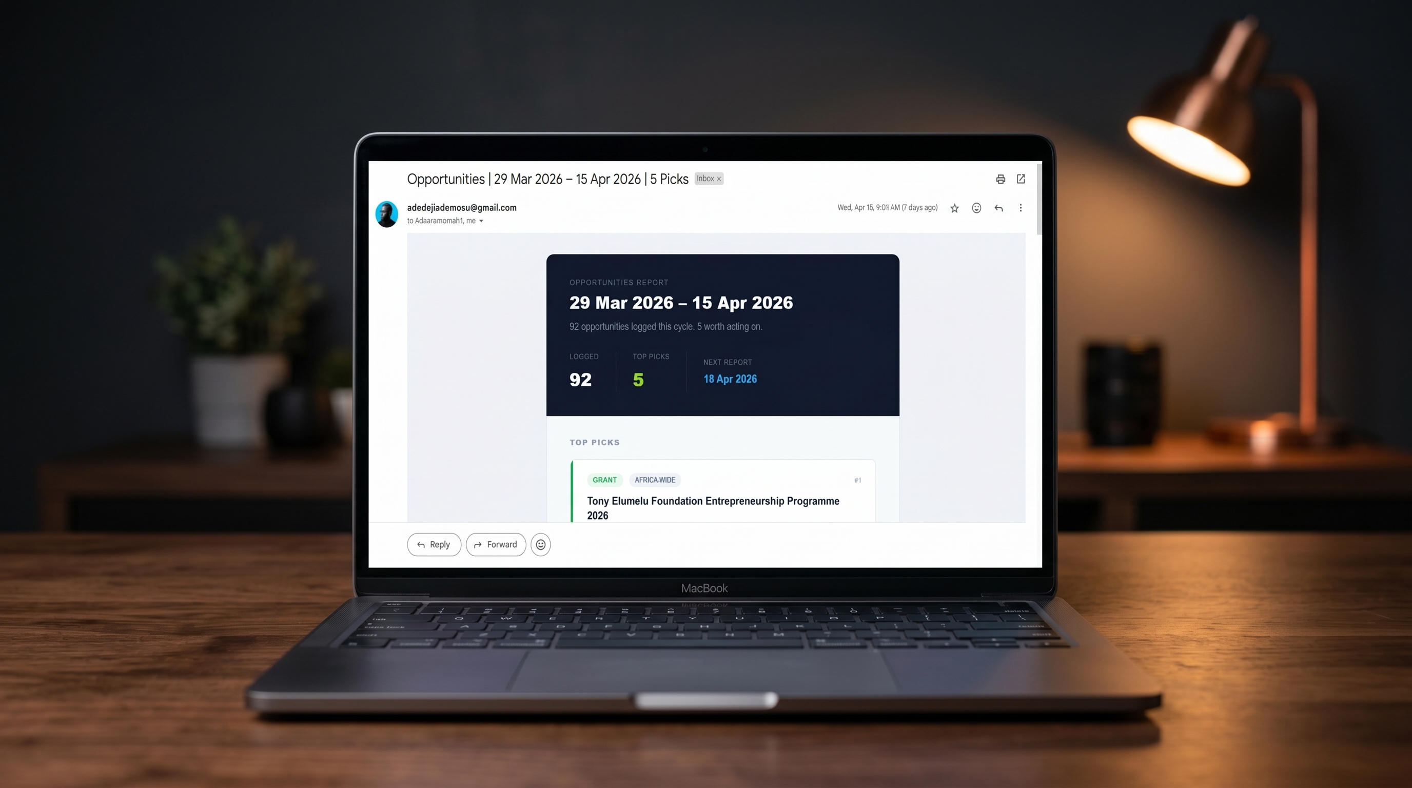 Intelligence and Research — Opportunities report on laptop